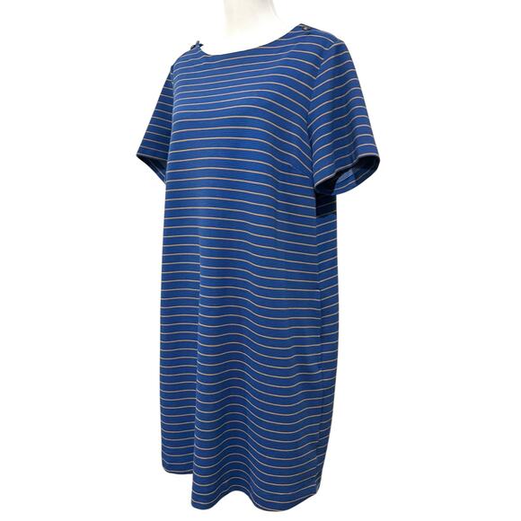 Lands End Dress Womens Plus 1X Tee Shirt Shift Striped Pockets Coastal Nautical - Picture 3 of 10